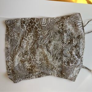 On Gossamer Taupe & Ivory Animal Print Spaghetti Strap Top